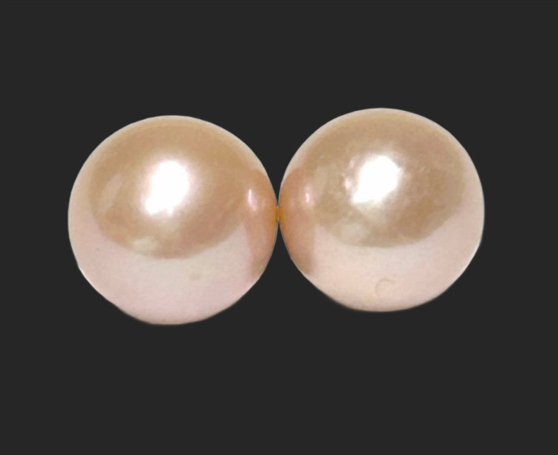 A Pair 5A Gradings 10.5 - 11mm Natural Purple Pink Edison Cultured Pearls