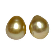 A Pair 10.5 x 12.5mm Deep Gold Philippines South Sea Oval Pearls