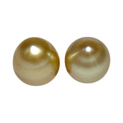 A Pair 10.5 x 12.5mm Deep Gold Philippines South Sea Oval Pearls