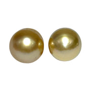 A Pair 10.5 x 12.5mm Deep Gold Philippines South Sea Oval Pearls