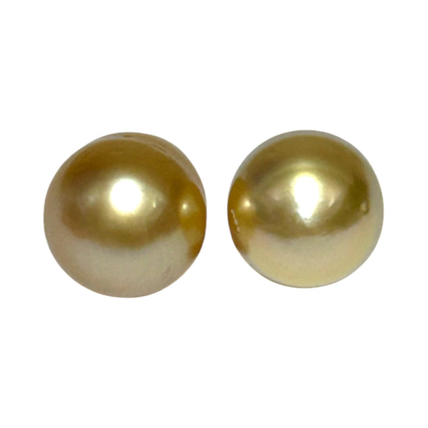 A Pair 10.5 x 12.5mm Deep Gold Philippines South Sea Oval Pearls