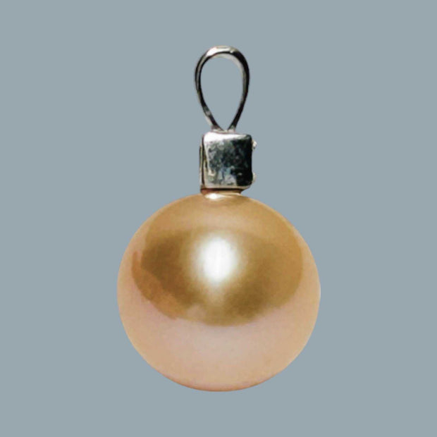 Charming 12mm Edison Peach Pink Round Cultured Pearl Pendant