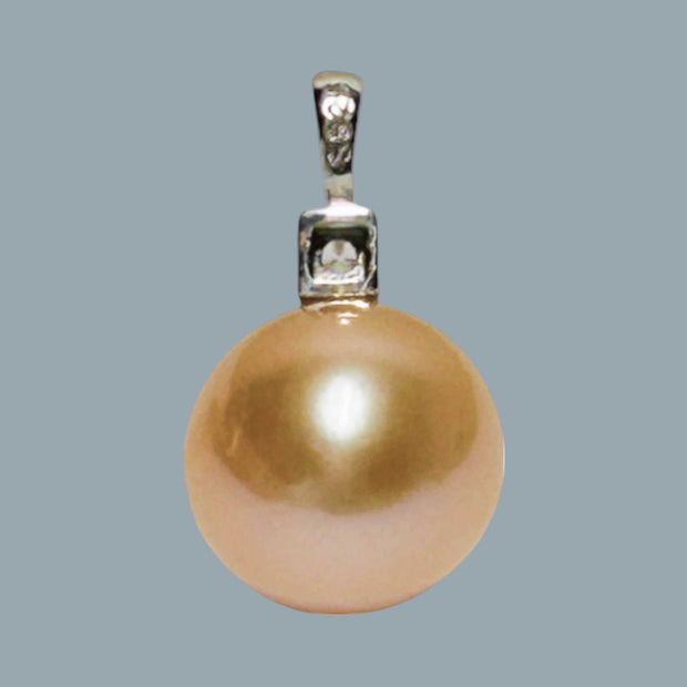 Charming 12mm Edison Peach Pink Round Cultured Pearl Pendant