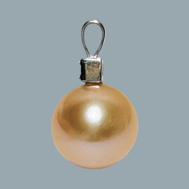 Charming 12mm Edison Peach Pink Round Cultured Pearl Pendant