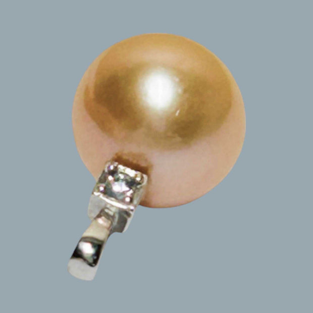 Charming 12mm Edison Peach Pink Round Cultured Pearl Pendant