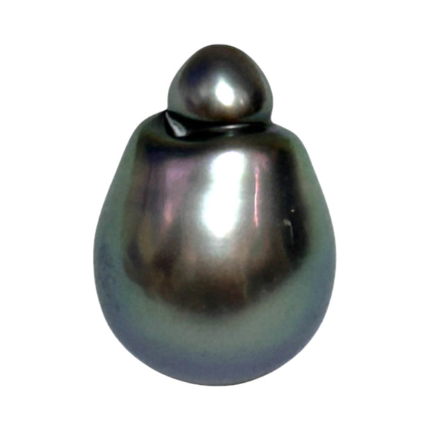 Lustrous 15.8 Carats 12.2 x 17.4mm Tahitian Peacock Gray Green Pearl