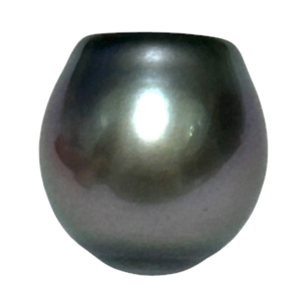 Huge Oval 11.9 x 12.5mm Peacock Gray Green Tahitian Sea Pearl Loose