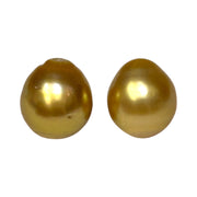 Silky A Pair 11.8 x 13mm Deep Gold Philippines South Sea Loose Pearl