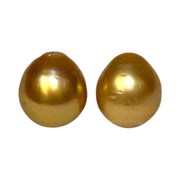 Silky A Pair 11.8 x 13mm Deep Gold Philippines South Sea Loose Pearl