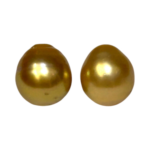 Silky A Pair 11.8 x 13mm Deep Gold Philippines South Sea Loose Pearl