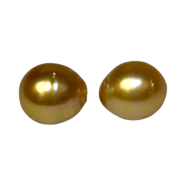 Silky A Pair 11.8 x 13mm Deep Gold Philippines South Sea Loose Pearl