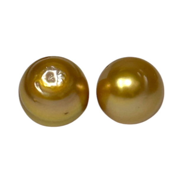 Silky A Pair 11.8 x 13mm Deep Gold Philippines South Sea Loose Pearl