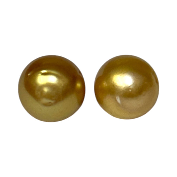 Silky A Pair 11.8 x 13mm Deep Gold Philippines South Sea Loose Pearl