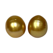 A Pair 11.3 x 12.5mm Deep Gold Philippines South Sea Looses Pearl