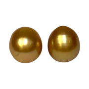 A Pair 11.3 x 12.5mm Deep Gold Philippines South Sea Looses Pearl