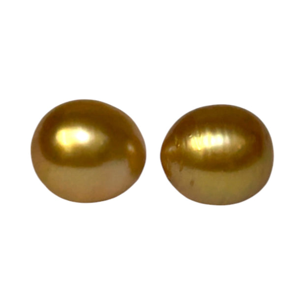 A Pair 11.3 x 12.5mm Deep Gold Philippines South Sea Looses Pearl