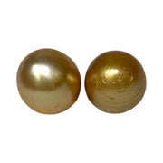 A Pair 11.3 x 12.5mm Deep Gold Philippines South Sea Looses Pearl