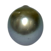 Oval 12.4 x 13.9mm Tahitian Natural Peacock Gray Green Loose Pearl