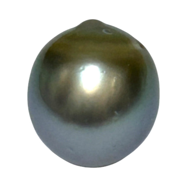 Oval 12.4 x 13.9mm Tahitian Natural Peacock Gray Green Loose Pearl