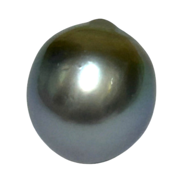 Oval 12.4 x 13.9mm Tahitian Natural Peacock Gray Green Loose Pearl