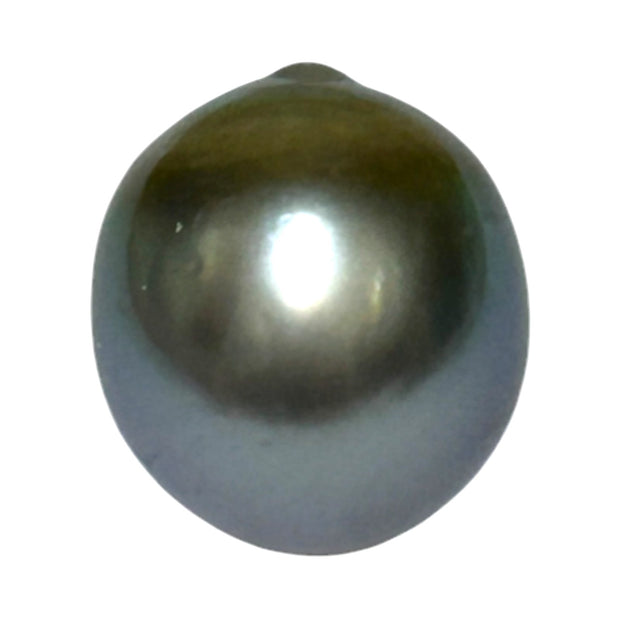 Oval 12.4 x 13.9mm Tahitian Natural Peacock Gray Green Loose Pearl