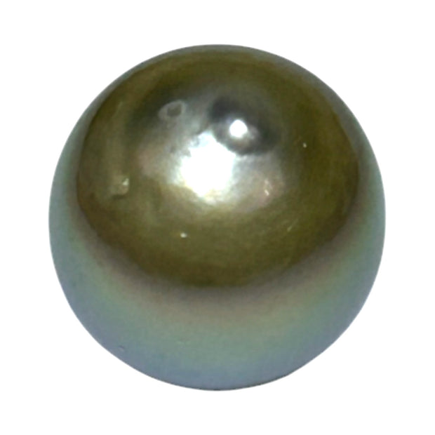 Oval 12.4 x 13.9mm Tahitian Natural Peacock Gray Green Loose Pearl