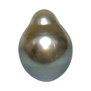 Glorious 14.6 Carat 12 x 15.7mm Tahitian Peacock Grey Green Drop Pearl