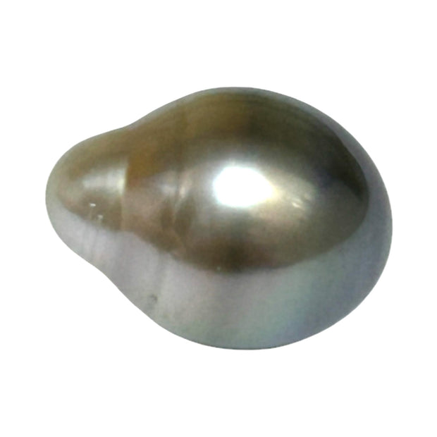 Glorious 14.6 Carat 12 x 15.7mm Tahitian Peacock Grey Green Drop Pearl