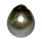 Glorious 21.8 Carat 13.8 x 16.3mm Tahitian Sea Peacock Gray Green Pearl