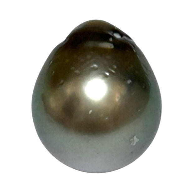 Glorious 21.8 Carat 13.8 x 16.3mm Tahitian Sea Peacock Gray Green Pearl