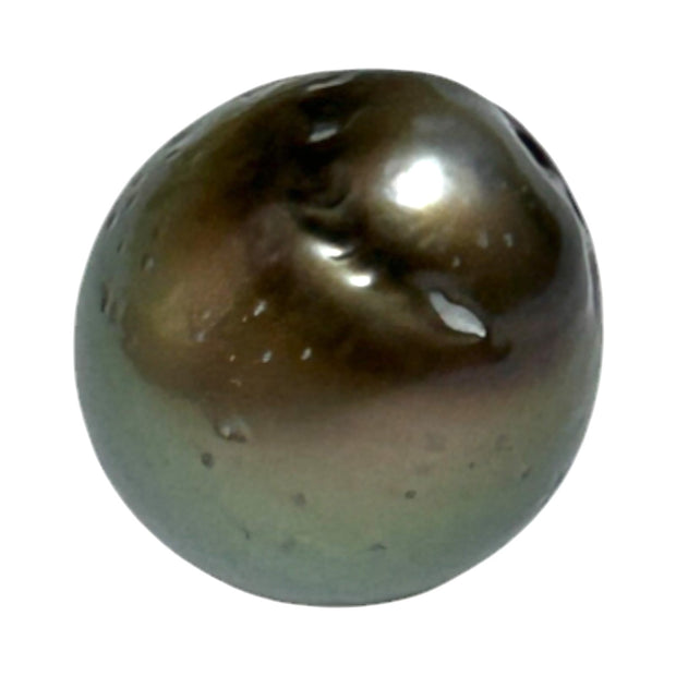 Glorious 21.8 Carat 13.8 x 16.3mm Tahitian Sea Peacock Gray Green Pearl