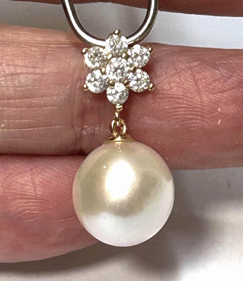 Stunning Round 10.5 - 11mm Edison White Cultured Pearl Sterling Pendant