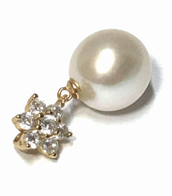 Stunning Round 10.5 - 11mm Edison White Cultured Pearl Sterling Pendant