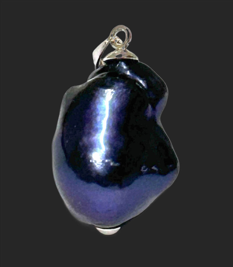 Giant 15 x 18mm Purple Black Blue Baroque Keshi Pearl Pendant