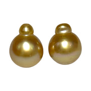 Huge A Pair 13.2 x 16mm 36.2 Carats Deep Gold South Sea Loose Pearl