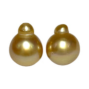 Huge A Pair 13.2 x 16mm 36.2 Carats Deep Gold South Sea Loose Pearl