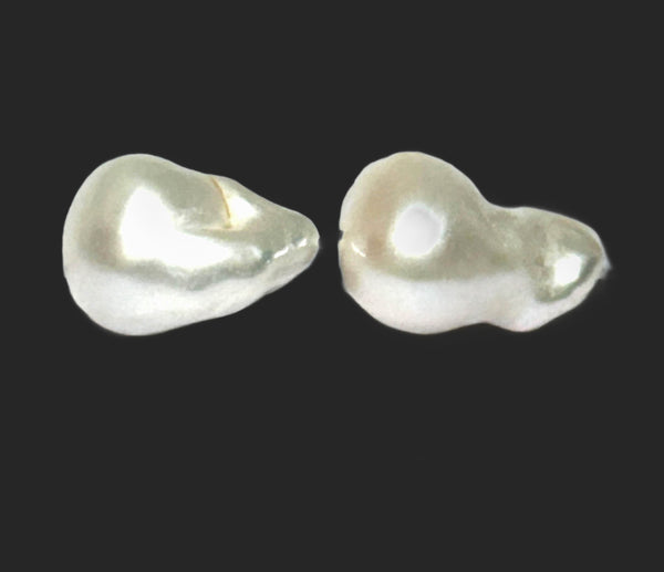 A Pair 20 x 14 x 23mm Keshi White Special Baroque Drilled Loose Pearls
