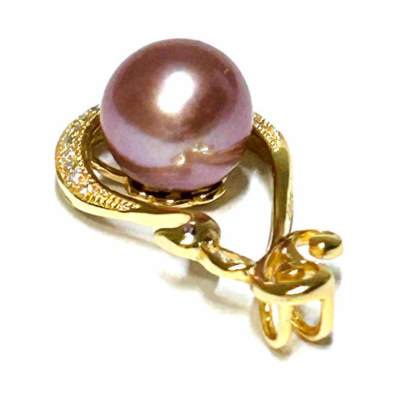 Unique 10 - 10.5mm Natural Purple Rose Pink Round Edison Pearl Pendant