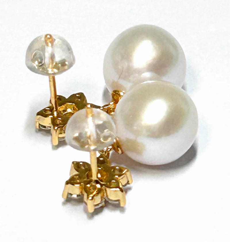 5A Quality 10.5mm Natural White Round Edison Pearl Dangle Earrings