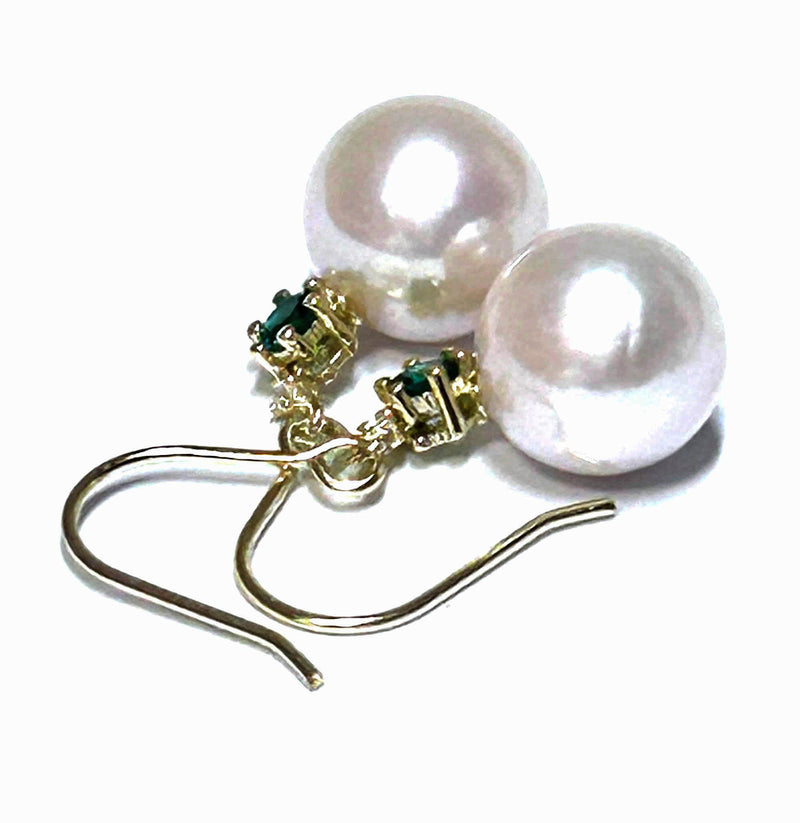 Edison Natural White Color Round 10 - 10.5mm Pearl Dangle Hook Earrings