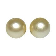 A Pair 36 Carat Round 13.4mm Natural Pale Gold South Sea Pearl