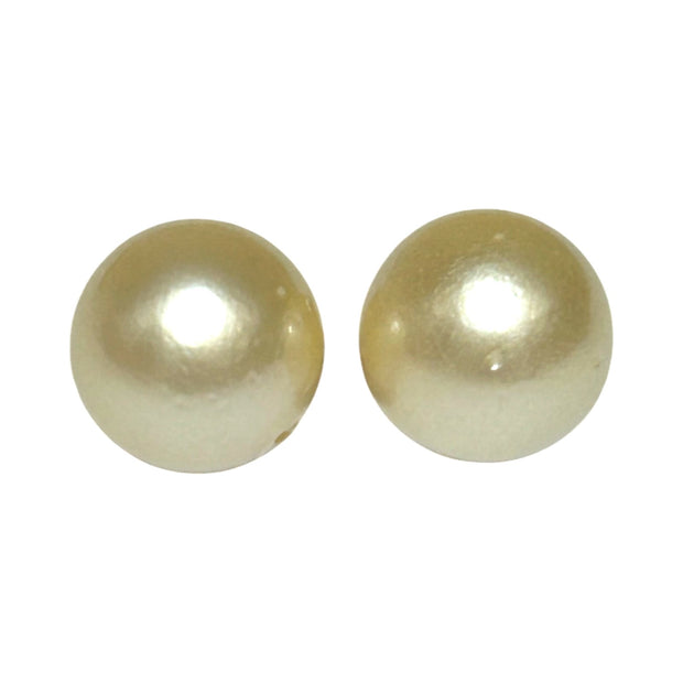 A Pair 36 Carat Round 13.4mm Natural Pale Gold South Sea Pearl