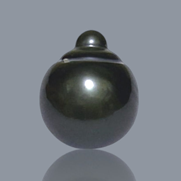 Delicate 14.1 x 17mm Tahitian South Sea Peacock Black Loose Pearl