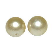 A Pair 36 Carat Round 13.4mm Natural Pale Gold South Sea Pearl