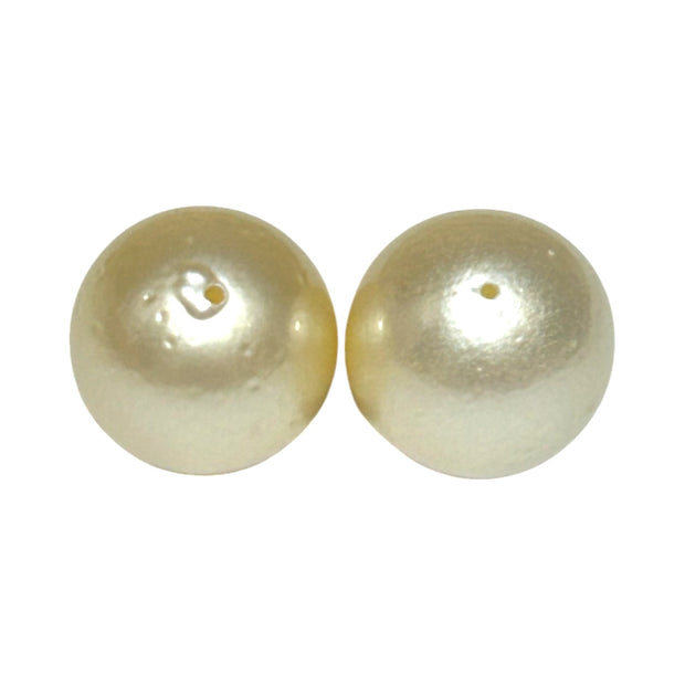 A Pair 36 Carat Round 13.4mm Natural Pale Gold South Sea Pearl