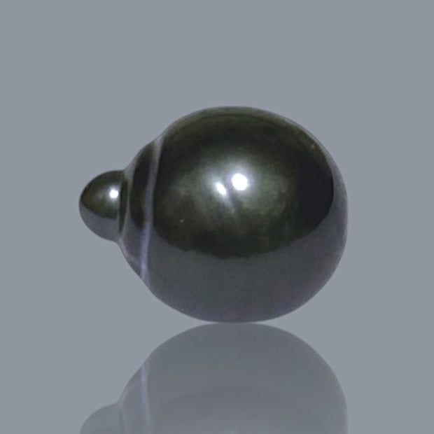 Delicate 14.1 x 17mm Tahitian South Sea Peacock Black Loose Pearl