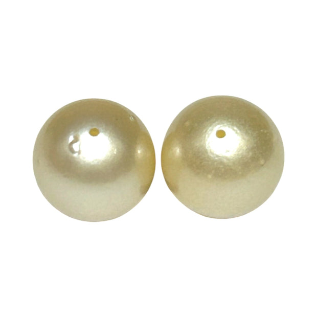 A Pair 36 Carat Round 13.4mm Natural Pale Gold South Sea Pearl