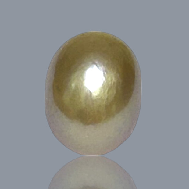 Oval Egg 12.5 x 14.7mm Lavender Purple Gold Keshi Pearl Un-Drilled