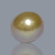 Oval Egg 12.5 x 14.7mm Lavender Purple Gold Keshi Pearl Un-Drilled