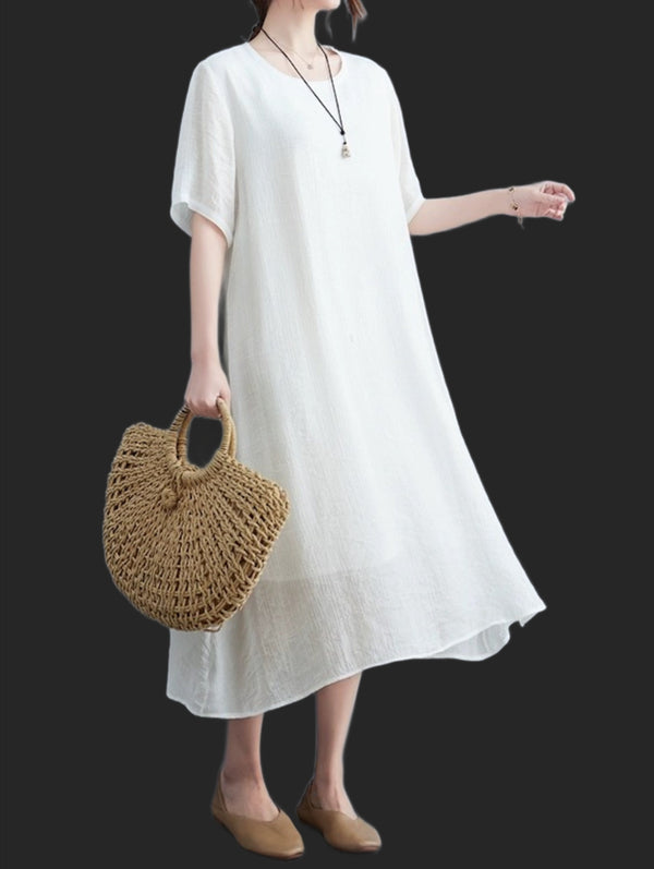 6 Color 4 Sizes Seasons 100% linen Cotton Jjacquard Oversize Dresses